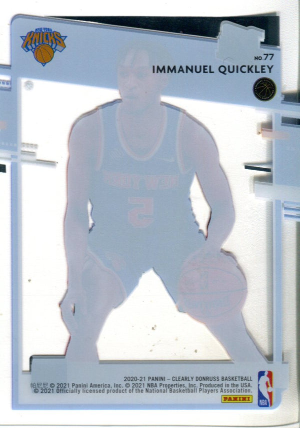 Immanuel Quickley 2020 Panini Clearly Donruss Rookie Card #77