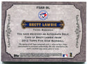 Brett Lawrie Topps Five Star Auto Jersey Card 2012 68/97