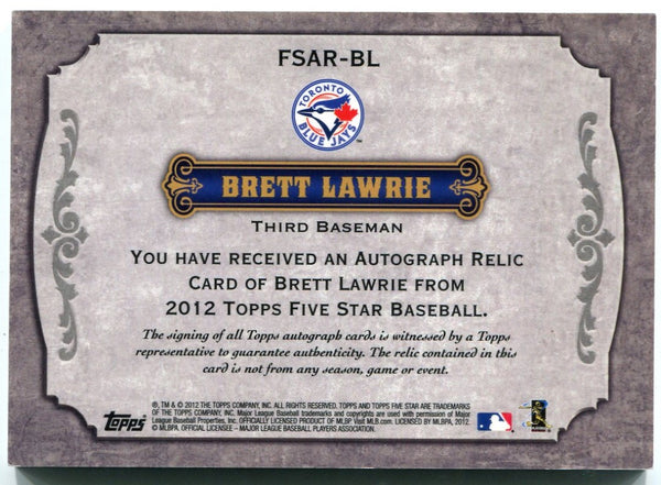 Brett Lawrie Topps Five Star Auto Jersey Card 2012 68/97
