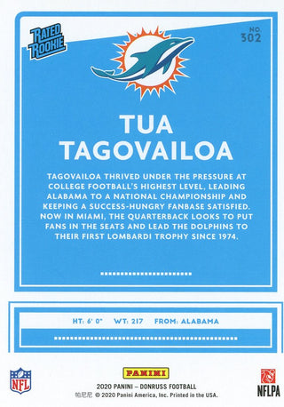 Tua Tagovailoa 2020 Panini Rated Rookie Card