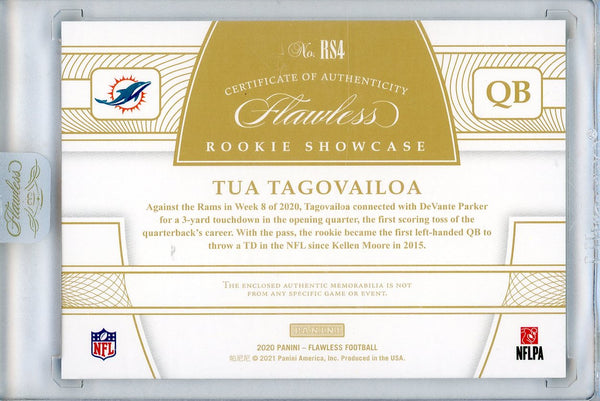 Tua Tagovailoa 2020 Panini Flawless Rookie Showcase Quad Patch Card #RS4