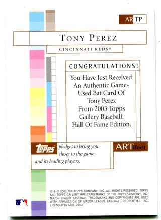 Tony Perez 2003 Topps #ARTP Bat card