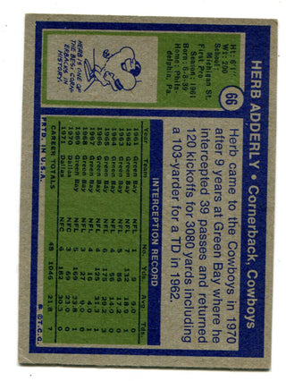 Herb Adderley 1972 Topps #66 Football Card