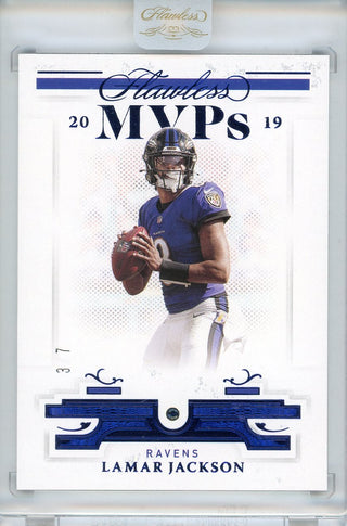 Lamar Jackson 2021 Panini Flawless MVPs Sapphire Encased Card #MVP-19
