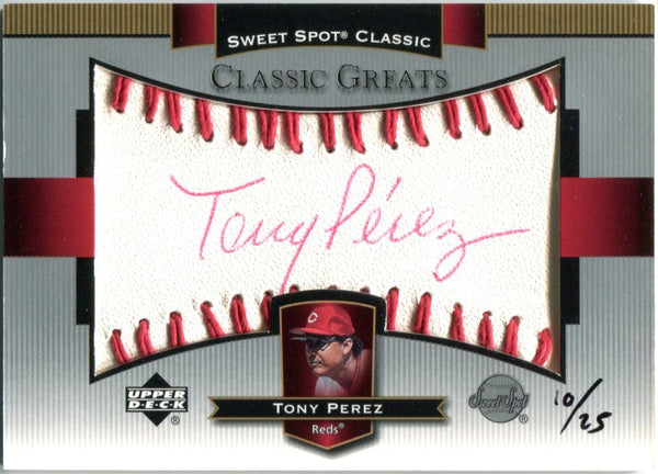 Tony Perez Autographed Sweet Spot Upper Deck Card #10/25