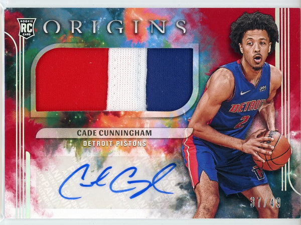 Cade Cunningham Autographed 2021-22 Panini Origins Rookie Patch Card #JA-CUN