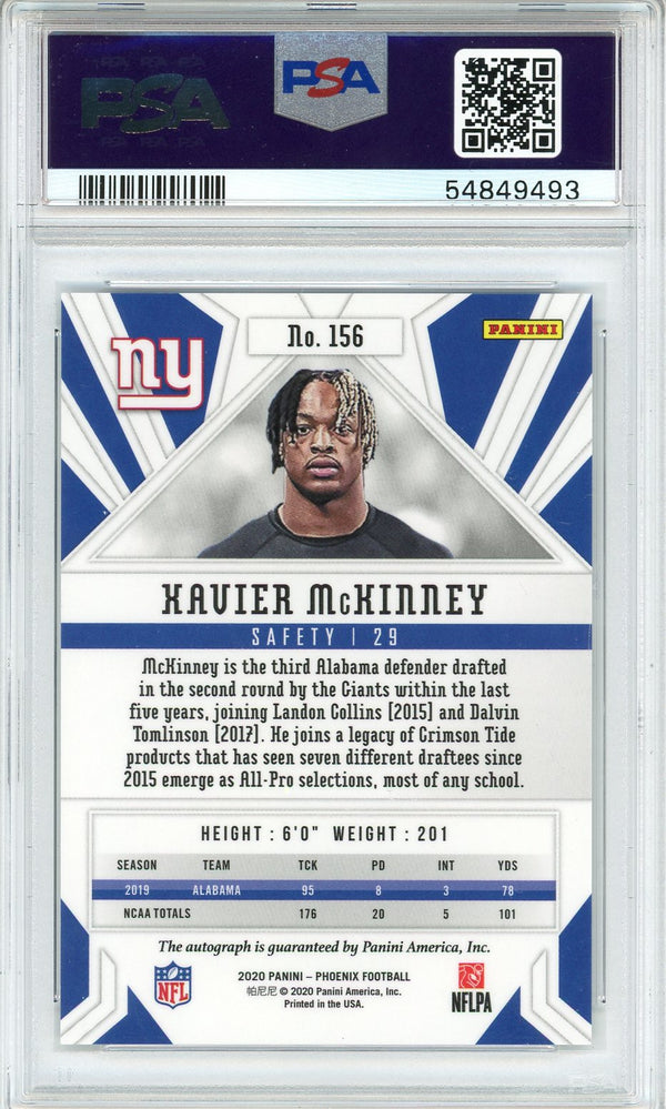 Xavier McKinney 2020 Panini Phoenix Rookie Card #156 (PSA)