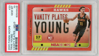 Trae Young 2020 Panini Hoops #23 Vanity Plates Holo PSA GEM MT 10 Card
