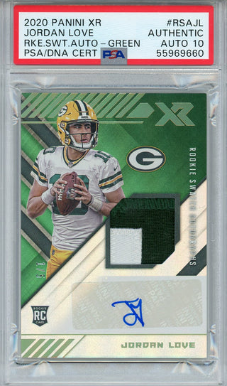 Jordan Love Autographed 2020 Panini XR Swatch Jersey Rookie Card (PSA Auto 10)