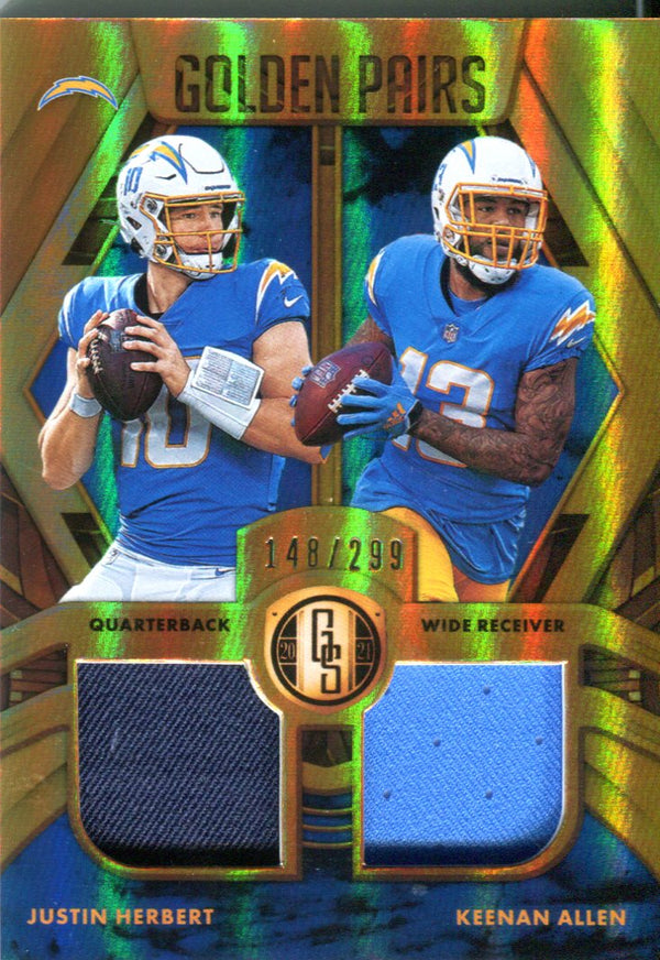 Justin Herbert and Keenan Allen 2021 Panini Gold Standard Golden Pairs