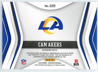 Cam Akers Autographed 2020 Panini Certified Freshman Fabric Rookie Patch Card #225