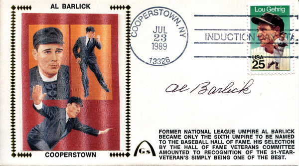 Al Barlick Autographed Gateway July 22 1989 First Day Cover