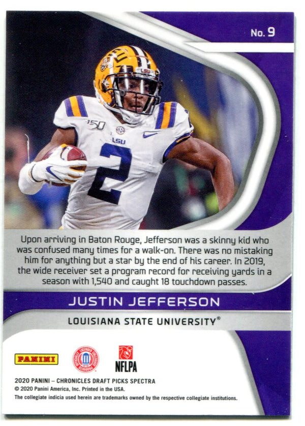 Justin Jefferson 2020 Panini Chronicles Draft Picks Spectra Rookie Card