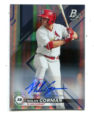 Nolan Gorman 2019 Topps Bowman Platinum #TOP20 Autographed Card