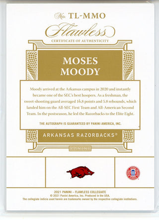 Moses Moody Autographed 2021 Panini Flawless Collegiate Team Logo Signatures Card #TL-MMO
