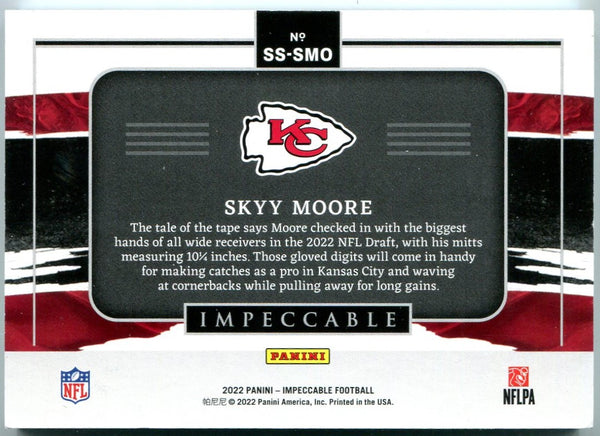Skyy Moore 2022 Panini Impeccable 1 Troy Ounce Silver Card #SS-SMO