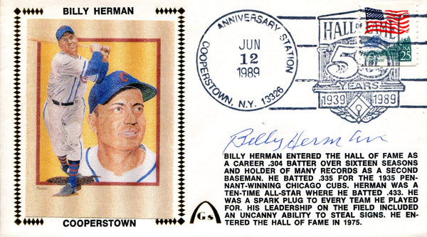 Billy Herman Autographed Gateway June 12 1989 First Day Cover
