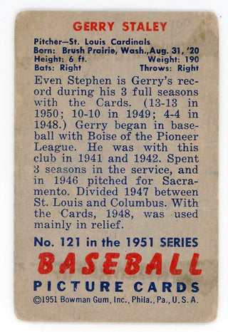 Gerry Staley 1951 Bowman Card #121