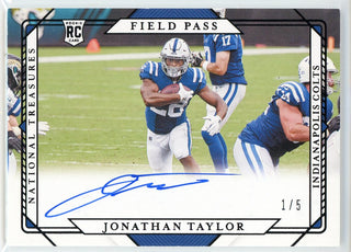 Jonathan Taylor Autographed 2020 Panini National Treasures Field Pass Rookie Card #FP-JT