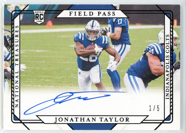 Jonathan Taylor Autographed 2020 Panini National Treasures Field Pass Rookie Card #FP-JT