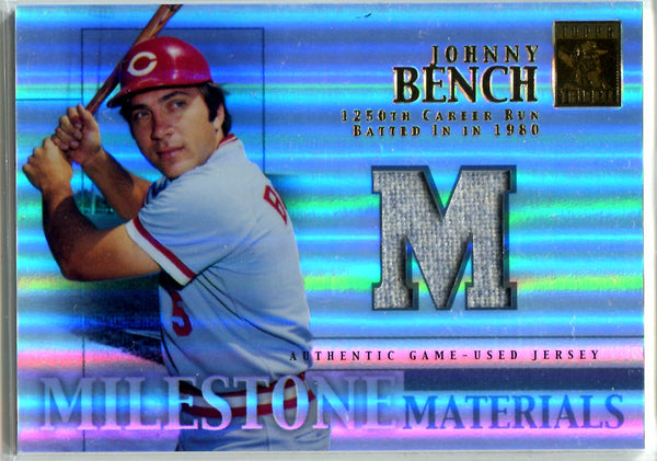 Johnny Bench 2002 Topps Milestone Materials Game-Used Jersey Card