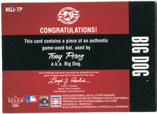 Tony Perez Fleer Inscribed Game Used Bat 2004 #NGJ-TP