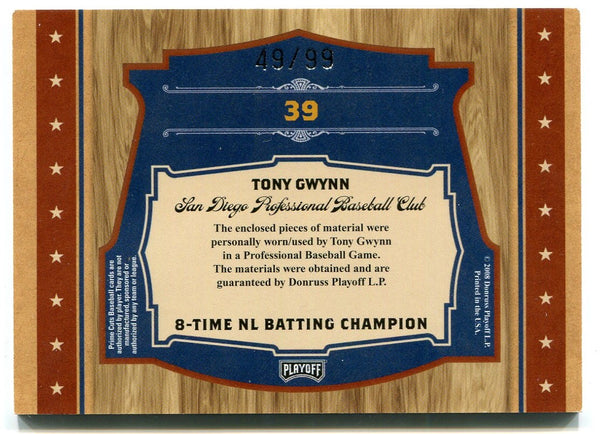 Tony Gwynn Playoff Prime Cuts Authentic Jersey Card 46/99