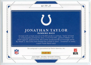 Jonathan Taylor Autographed 2020 Panini National Treasures Field Pass Rookie Card #FP-JT