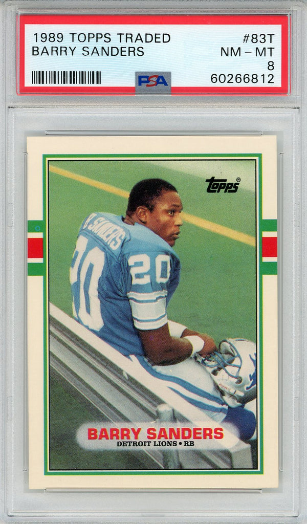 Barry Sanders 1989 Topps Traded Card #83T (PSA NM-MT 8)