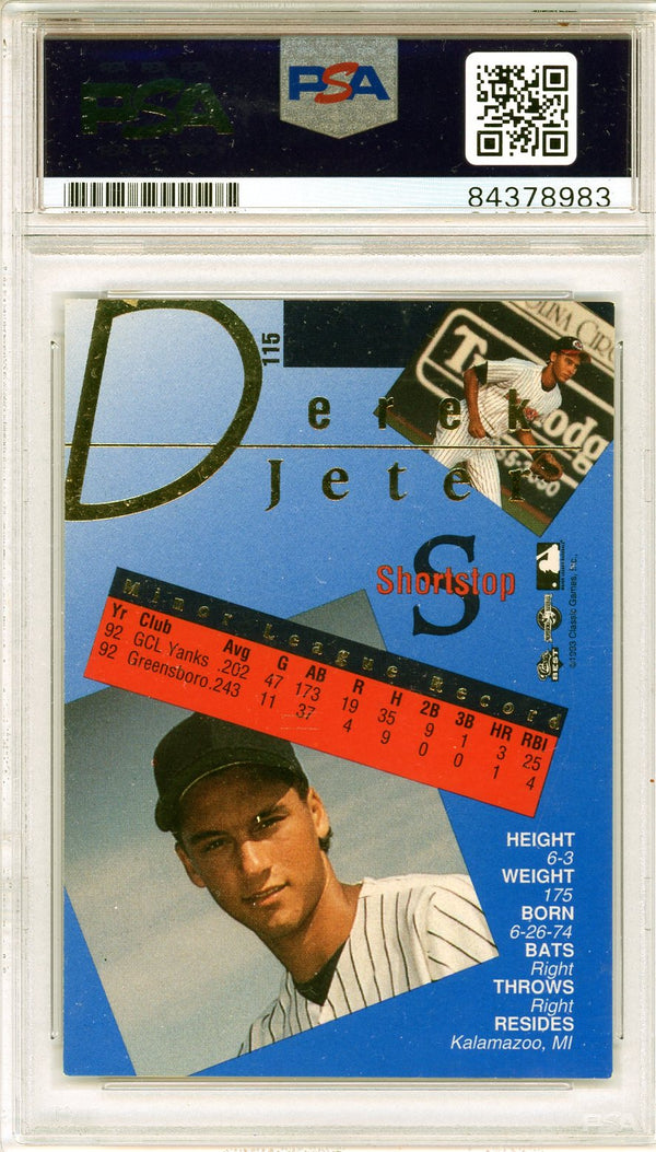 Derek Jeter Autographed 1993 Classic Best Gold Rookie Card #115 (PSA)