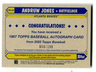 Andruw Jones 2022 Topps Certified Issue Autographed Card #87BAAJO 50/199 Card