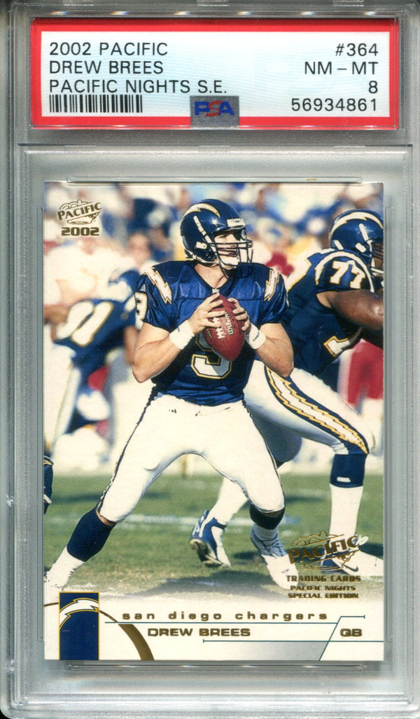 Drew Brees 2002 Pacific Nights S.E #364 PSA NM-MT 8 Card /10