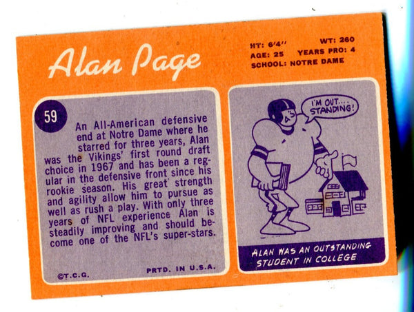 Alan Page 1970 Topps #59 Rookie Card
