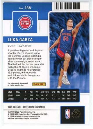 Luka Garza Autographed 2022 Panini Contenders Rookie Ticket Card #138