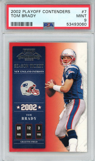 Tom Brady 2002 Playoff Contenders Season Ticket Card #7 (PSA Mint 9)