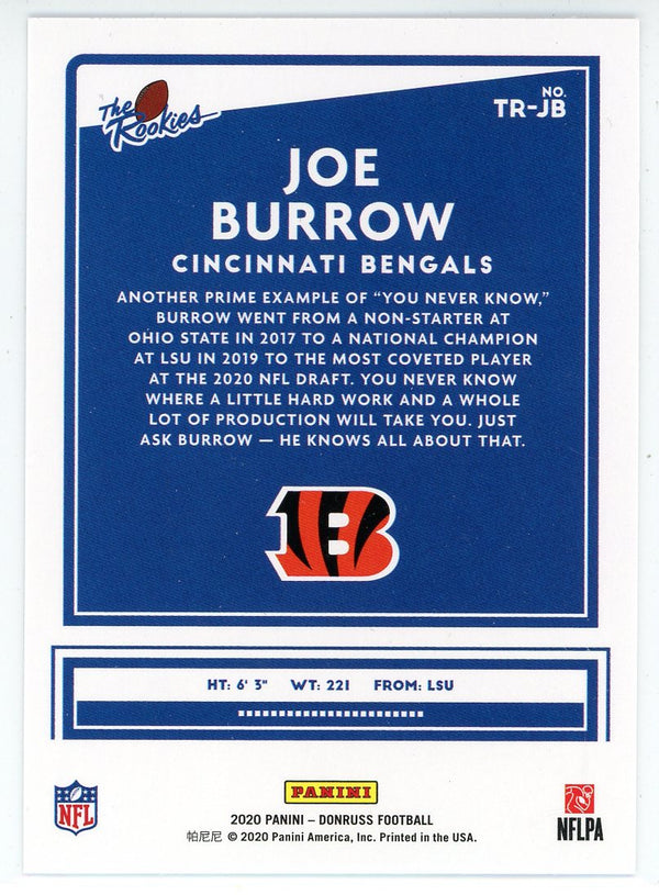 Joe Burrow 2020 Panini Donruss The Rookies Card #TR-JB