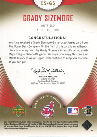 Grady Sizemore 2005 SP Jersey Card #59/130