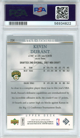 Kevin Durant 2007 Upper Deck Rookie Card #234 (PSA)