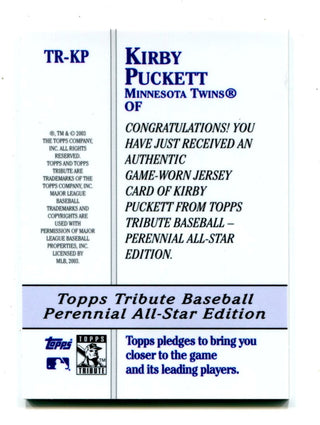 Kirby Puckett 2003 Topps Tribute #TRKP Card Jersey Card