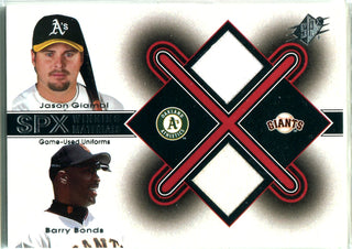 Jason Giambi & Barry Bonds 2001 Upper Deck Dual Relic Card