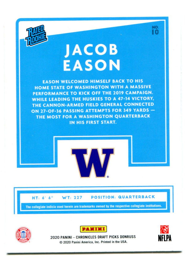 Jacob Eason 2020 Panini Chronicles Draft Picks Donruss Rookie Card
