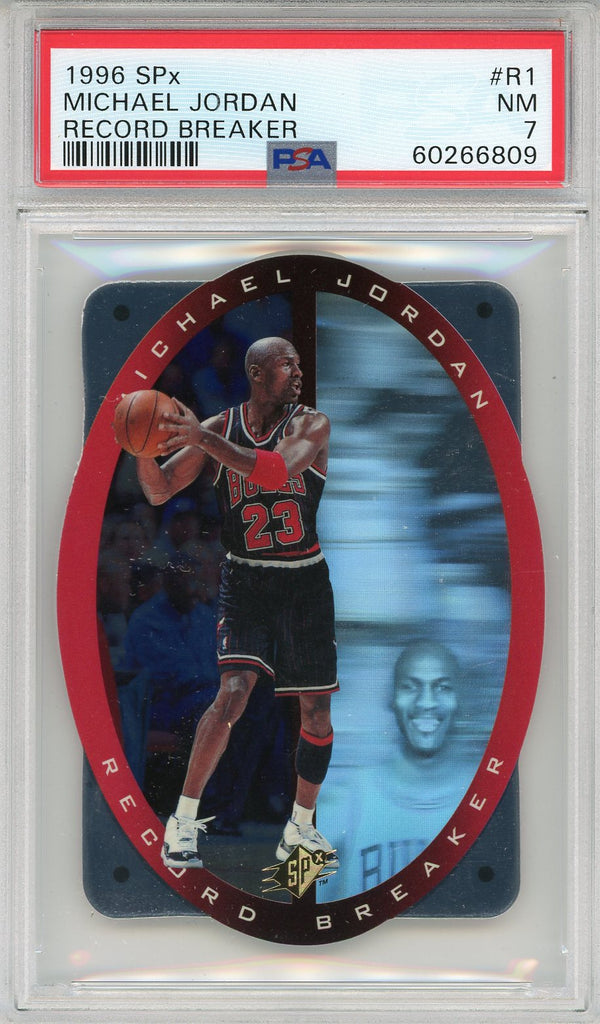 Michael Jordan 1996 Upper Deck SPx Record Breaker Card #R1 (PSA NM 7)