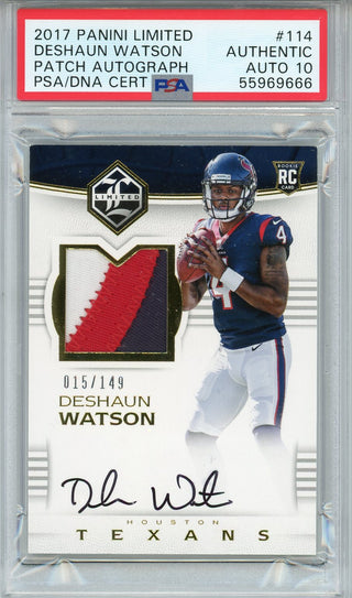 DeShaun Watson Autographed 2017 Panini Limited Rookie Card (PSA Auto 10)