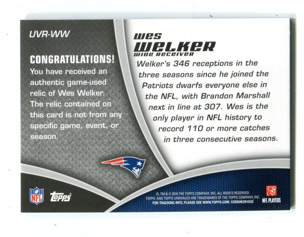 Wes Welker 2010 Topps Unrivaled Jersey Card #UVRWW 149/349 Card