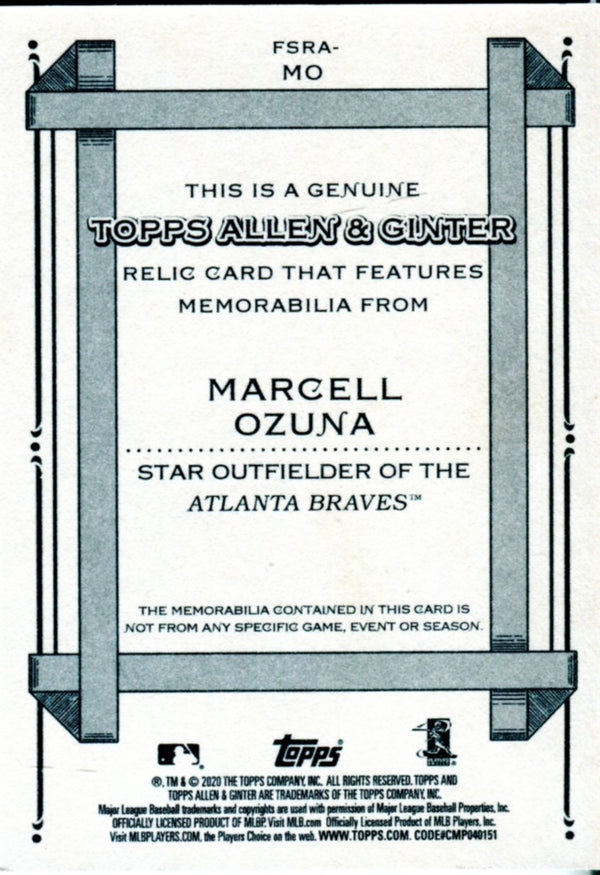 Marcell Ozuna 2020 Topps Allen and Ginter Game Used Bat Card