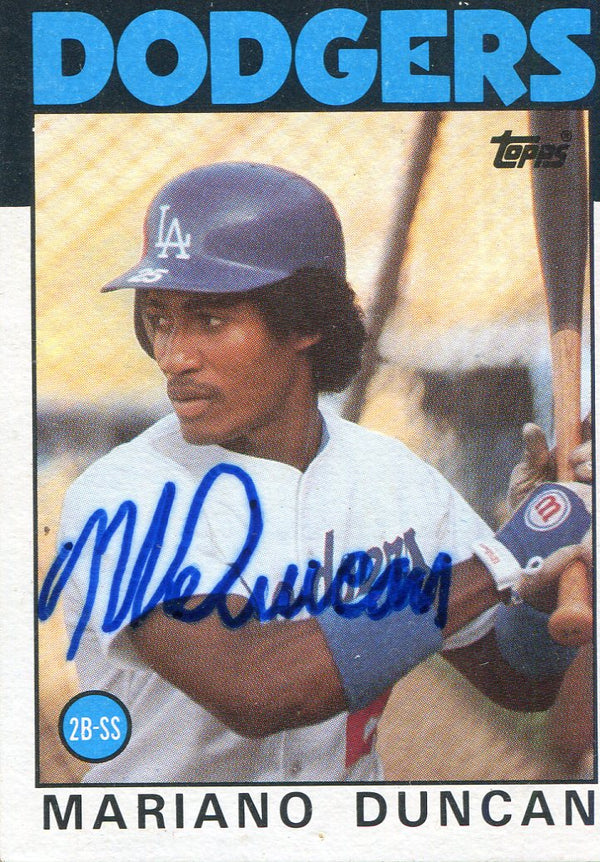 Mariano Duncan Autographed 1986 Topps Card #602
