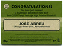Jose Abreu Topps Heritage Clubhouse Collection Jersey Card 2020