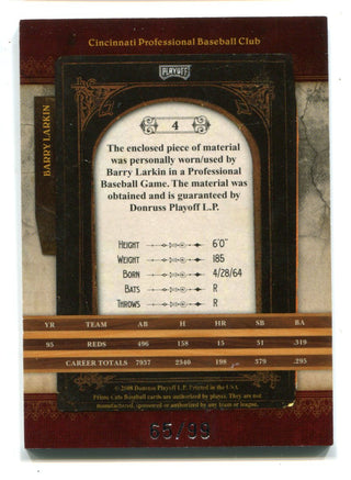 Barry Larkin 2008 Donruss Playoff Prime Cuts #4 Bat Card /99