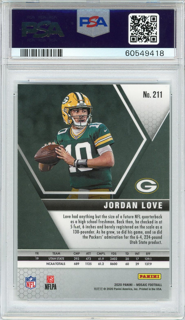 Jordan Love 2020 Panini Mosaic Rookie Card #211 (PSA Gem Mint 10)