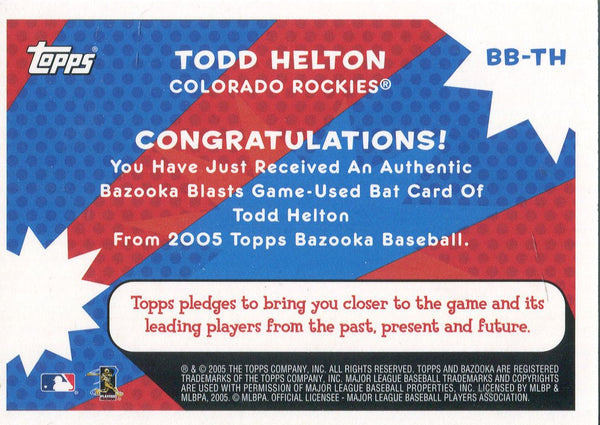 Todd Helton 2005 Topps Bat Card
